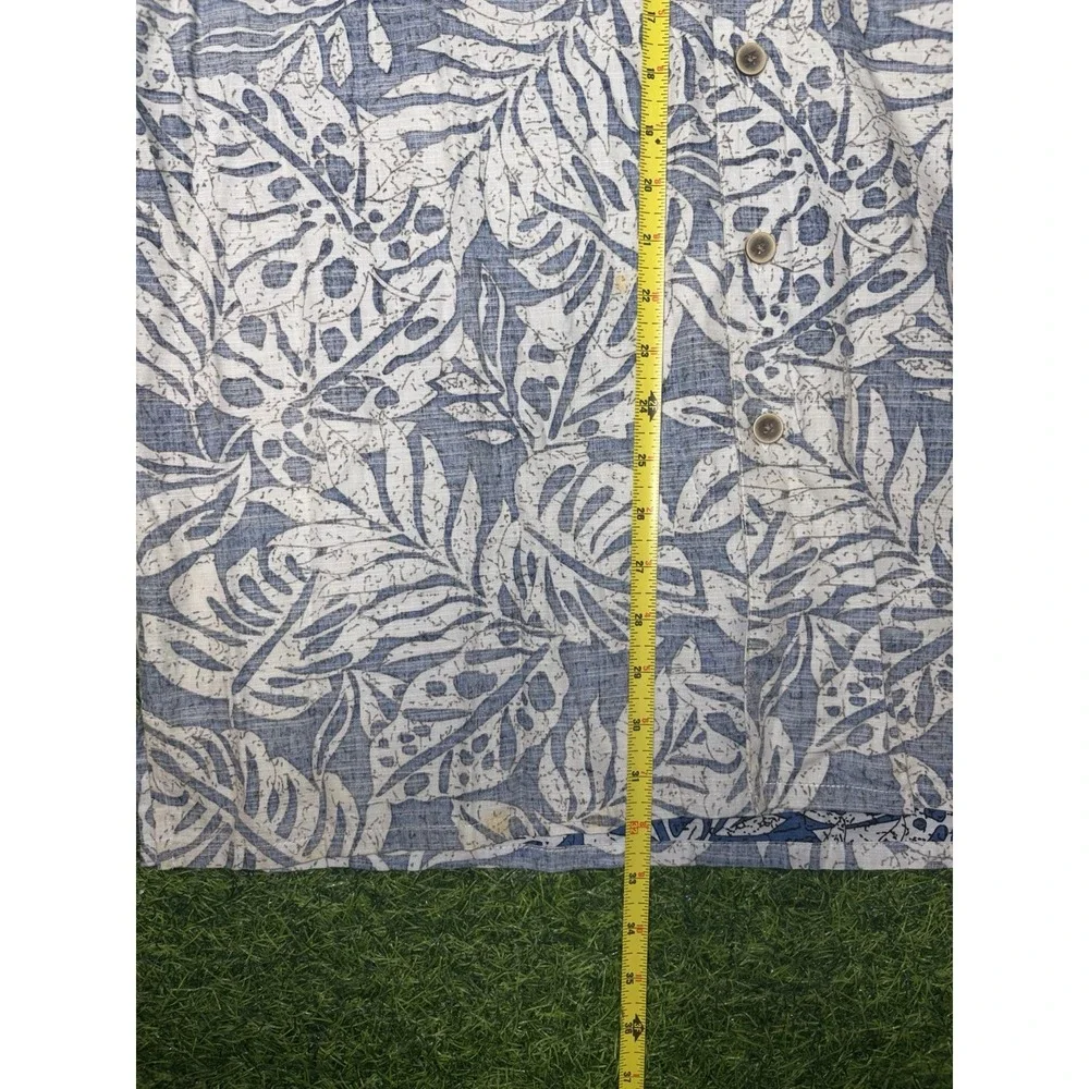 Vintage Maui Sons Shirt Mens Large Blue Floral Button Up Camp Reverse Hawaiian